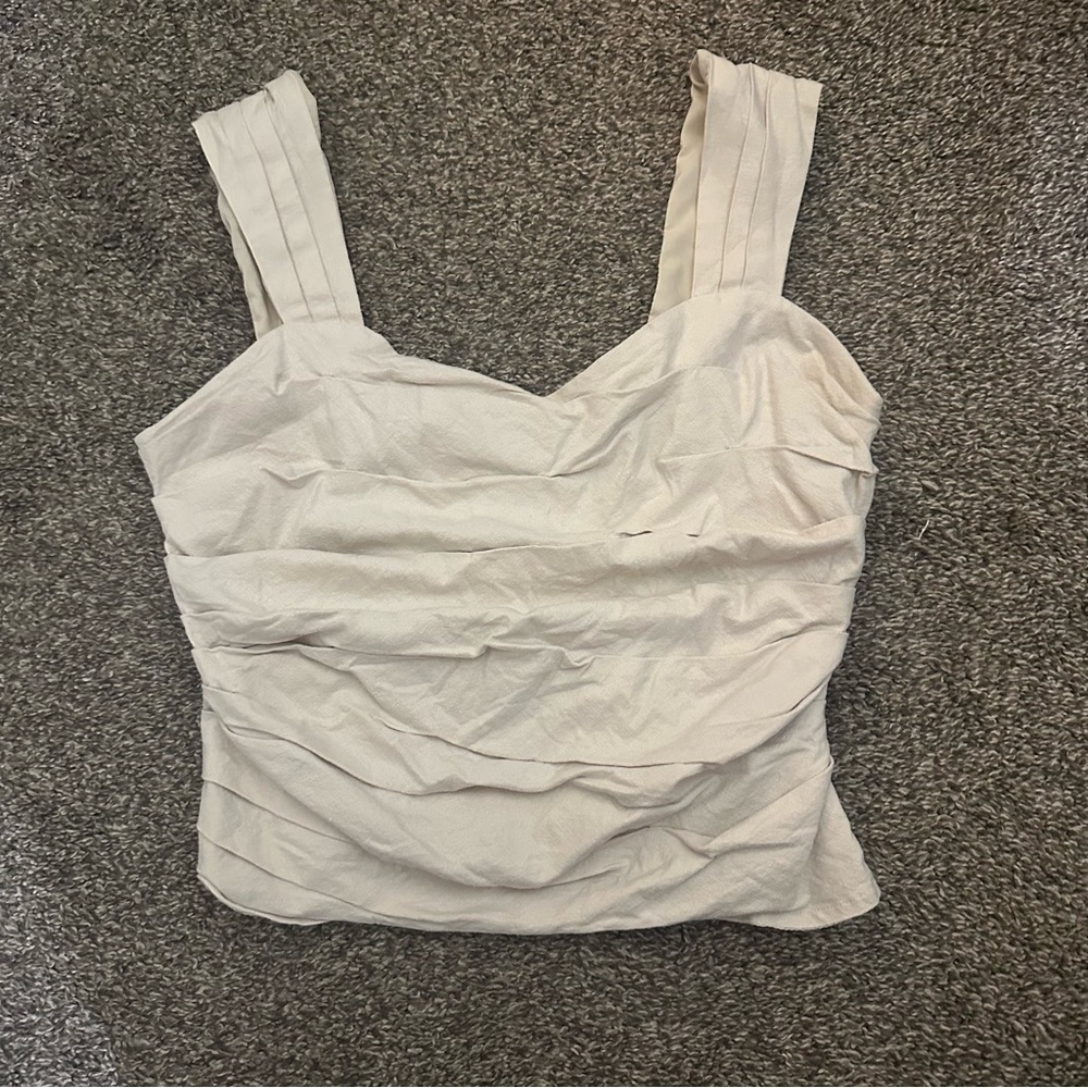 Elegant Cream Sweetheart Ruched Cotton Top